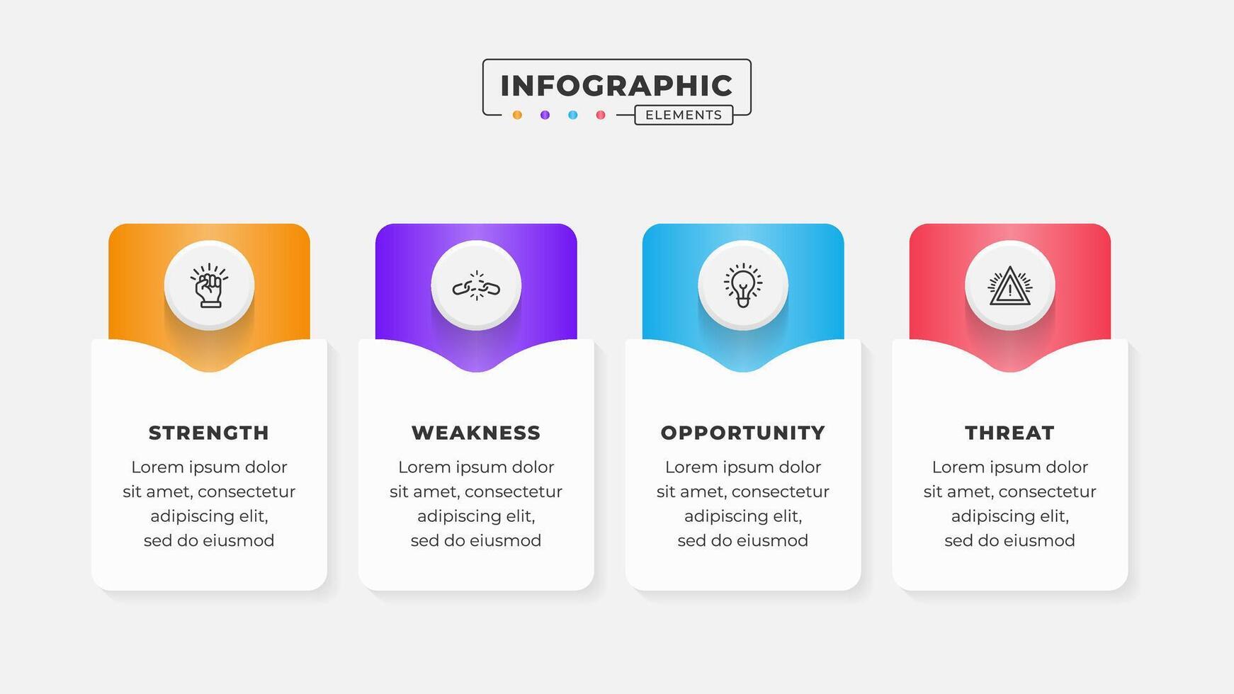 Swot analysis infographic template with icons vector