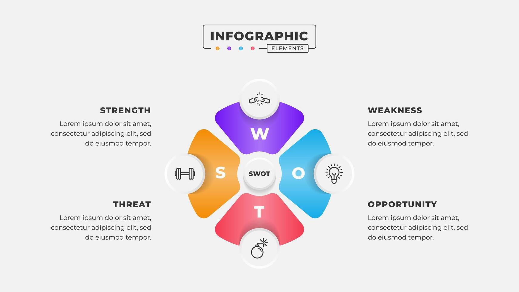 Swot analysis infographic template with icons vector