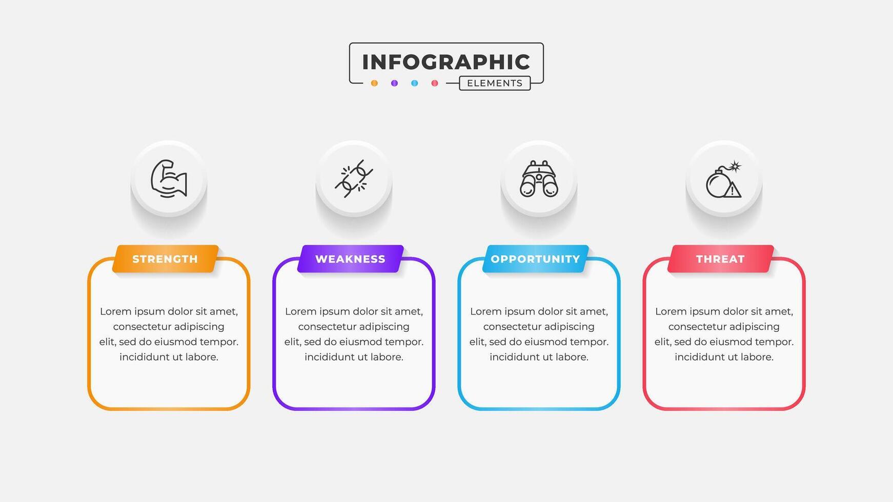 Swot analysis infographic template with icons vector