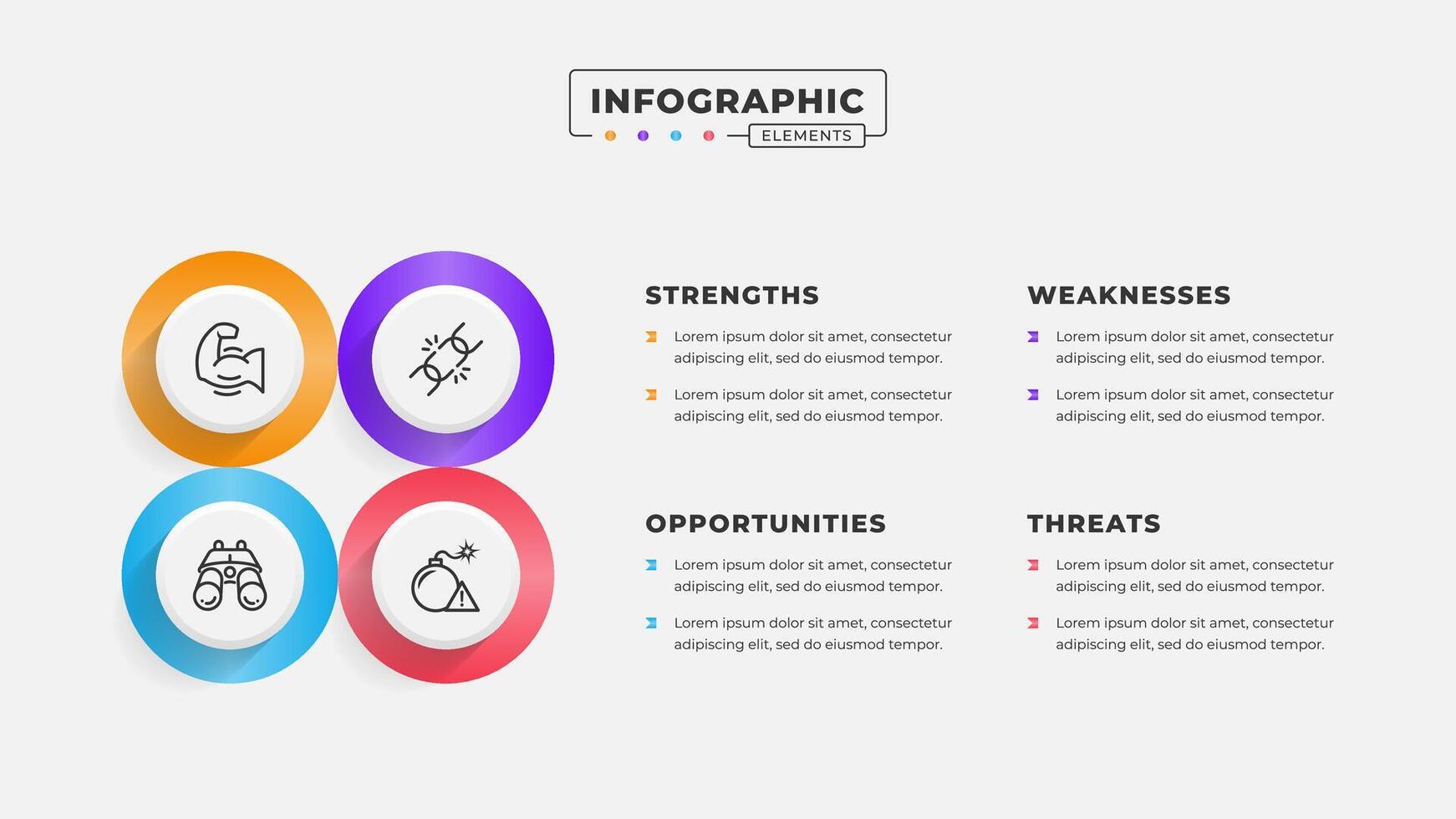Swot analysis infographic template with icons vector
