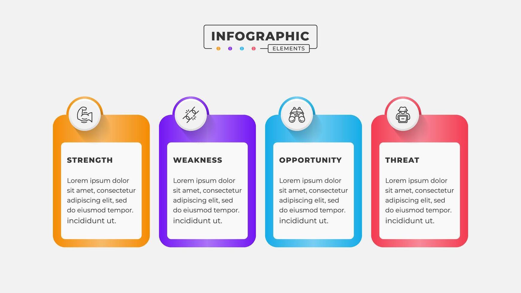 Swot analysis infographic template with icons vector
