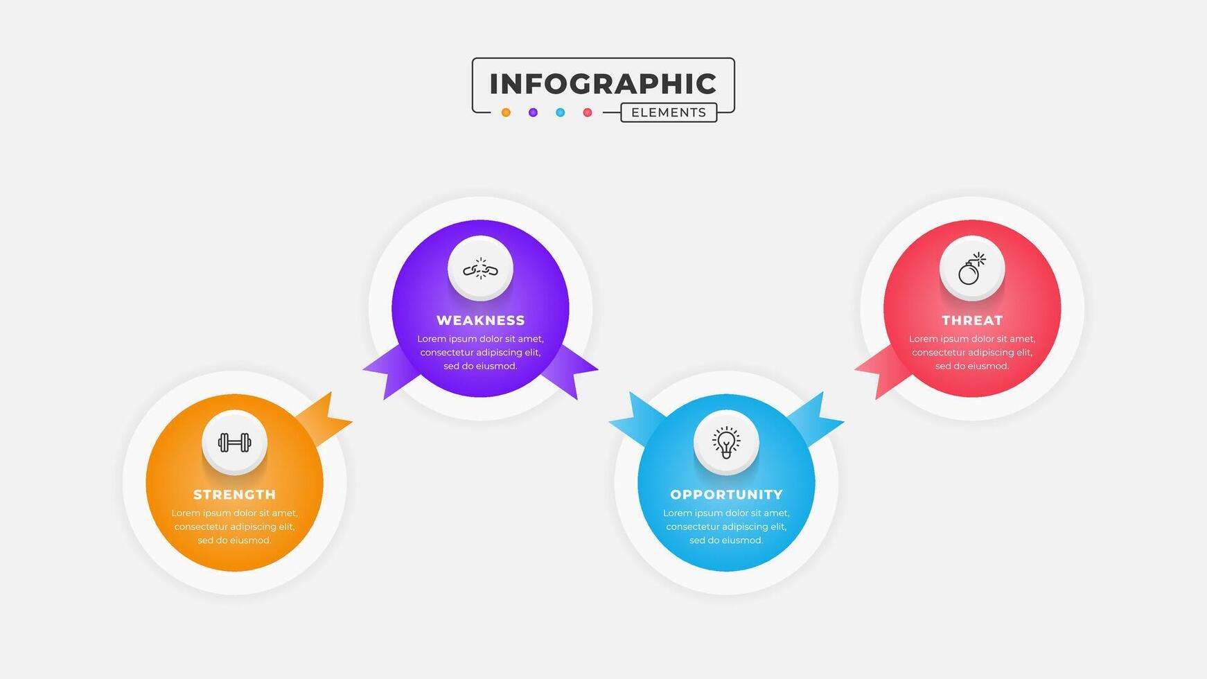 Swot analysis infographic template with icons vector