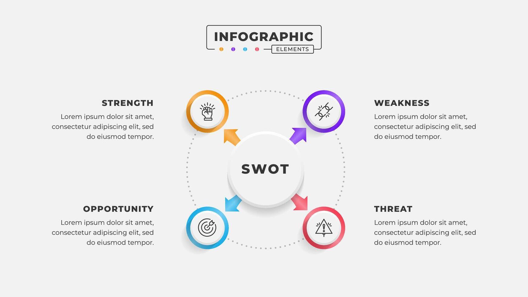 Swot analysis infographic template with icons vector
