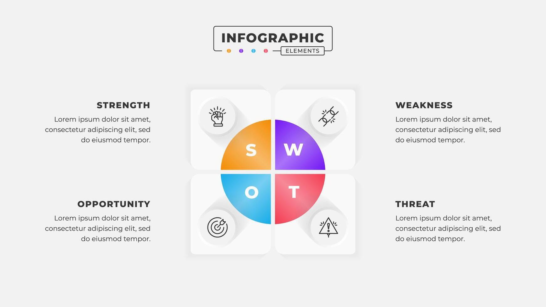 Swot analysis infographic template with icons vector