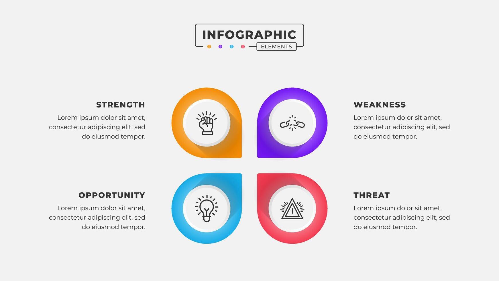 Swot analysis infographic template with icons vector