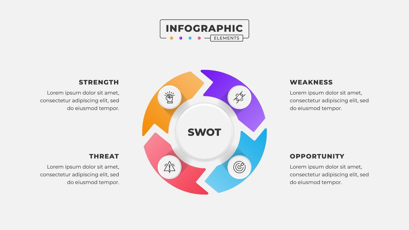 Swot analysis infographic template with icons vector