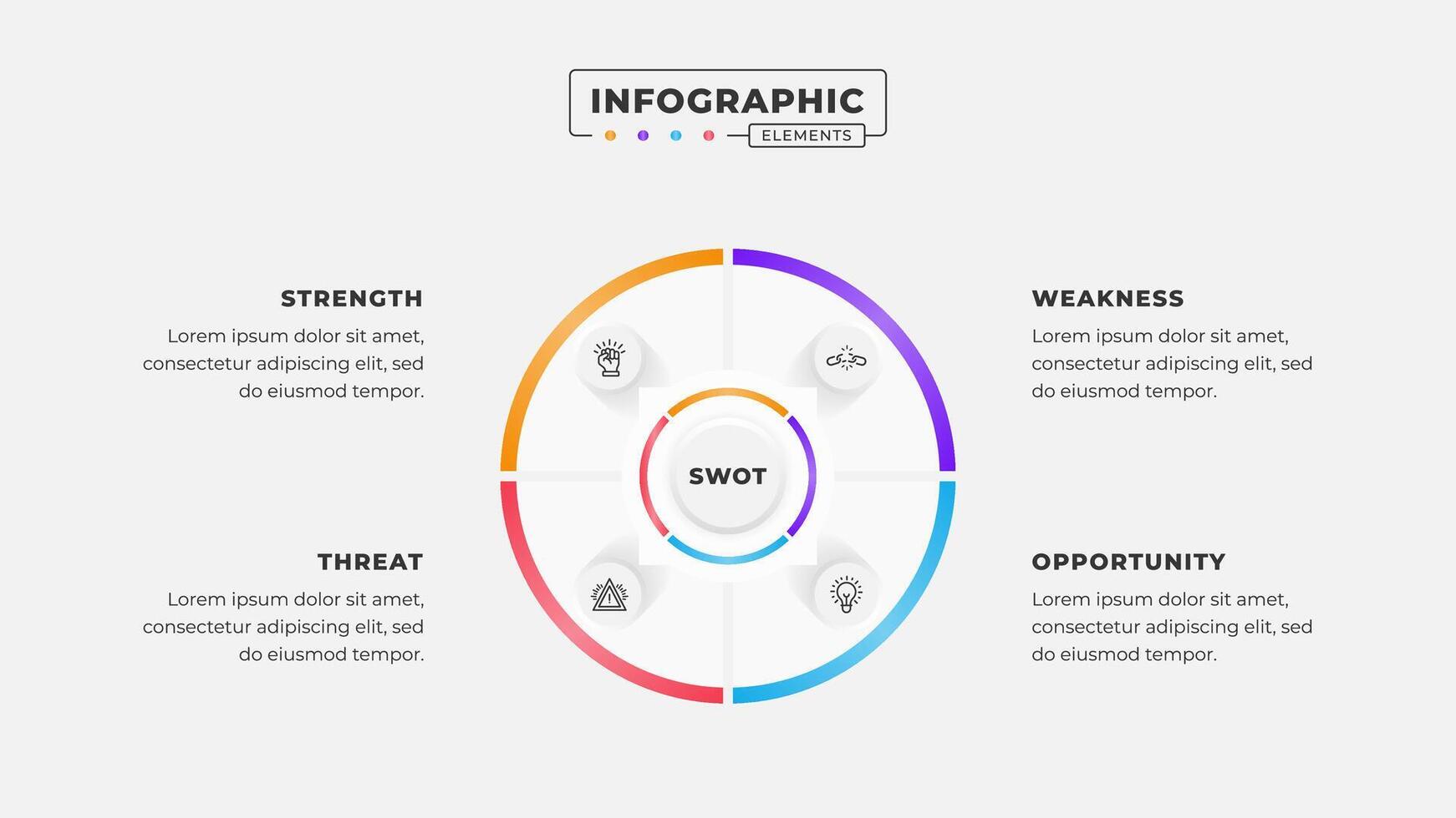 Swot analysis infographic template with icons vector
