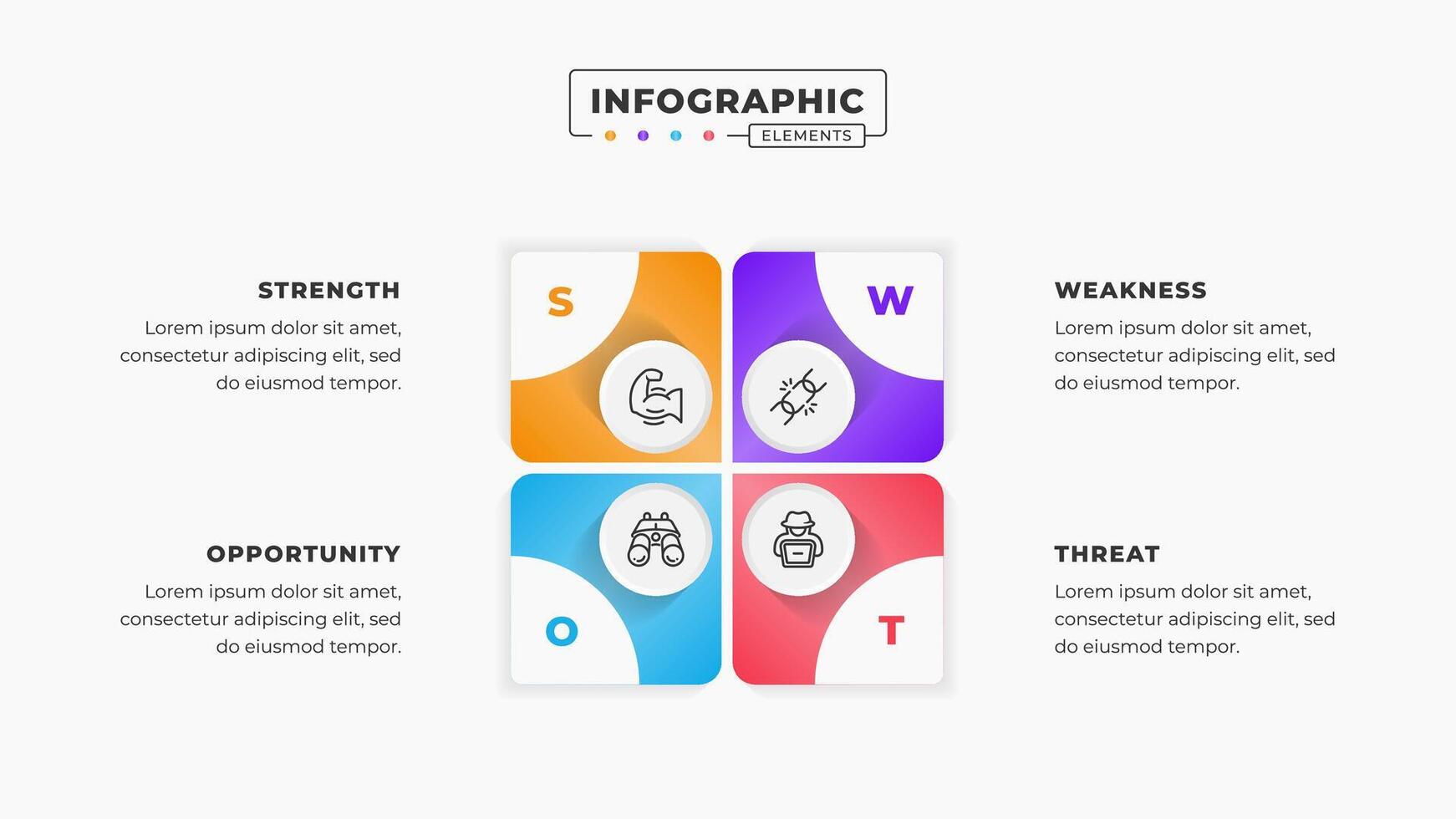 Swot analysis infographic template with icons vector