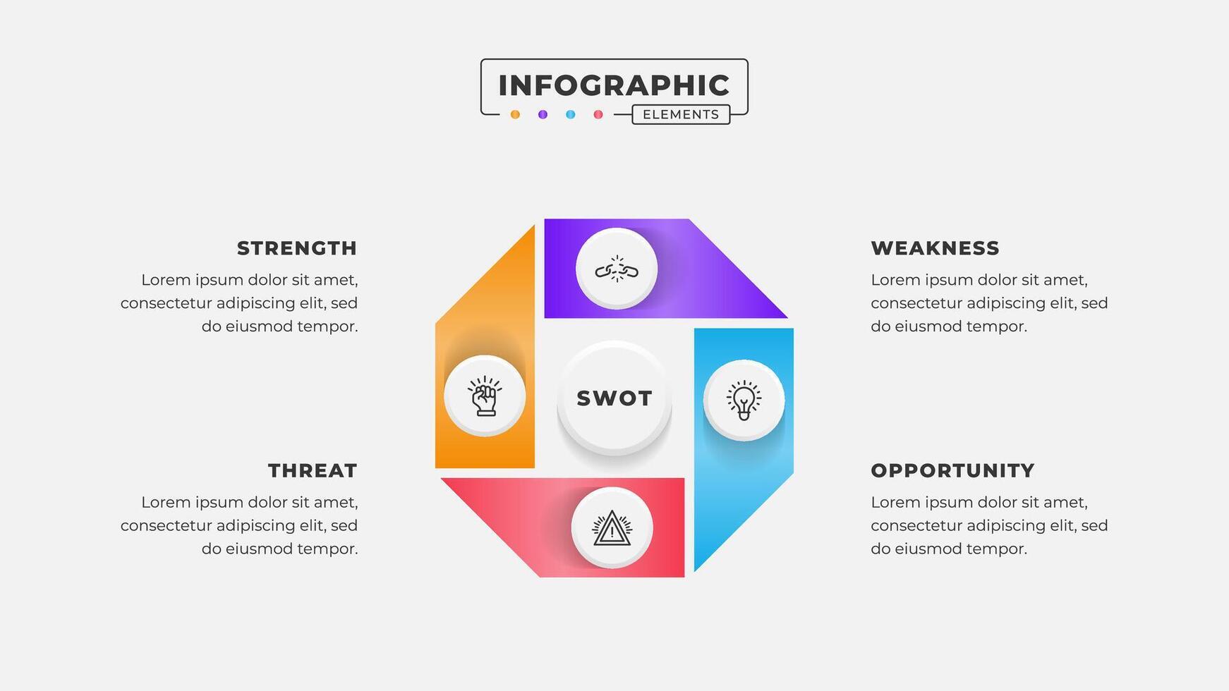 Swot analysis infographic template with icons vector