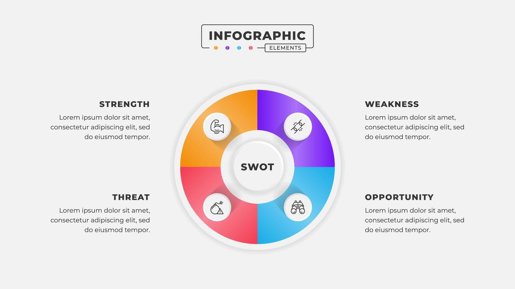 Swot analysis infographic template with icons vector