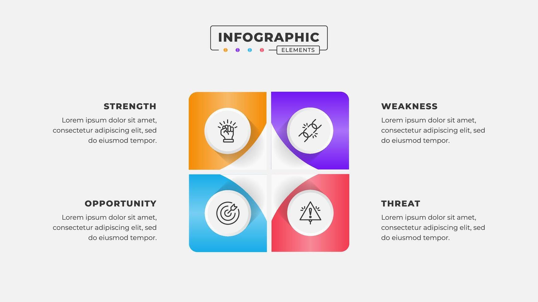 Swot analysis infographic template with icons vector