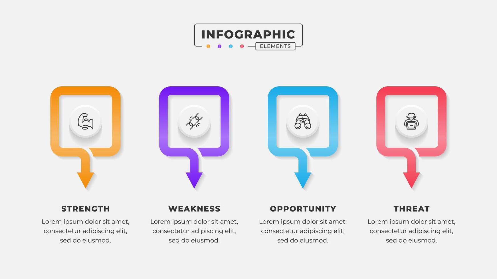 Swot analysis infographic template with icons vector