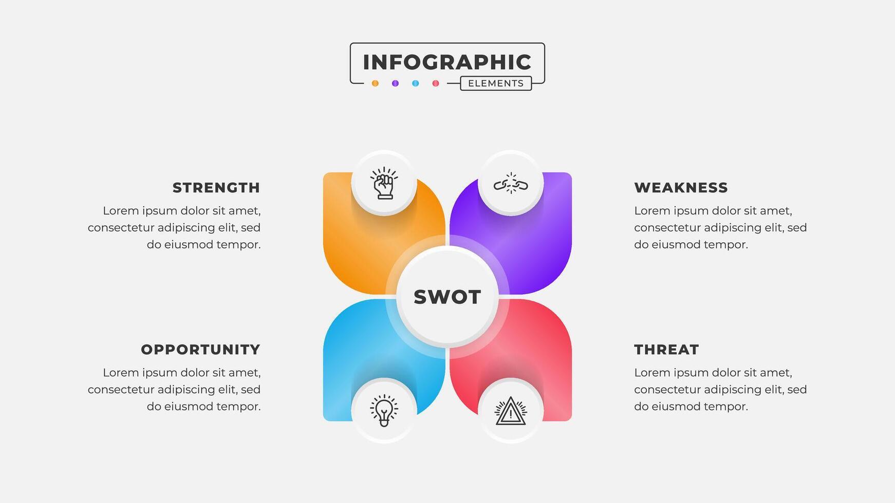 Swot analysis infographic template with icons vector