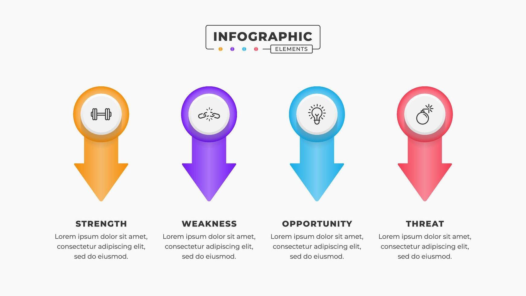 Swot analysis infographic template with icons vector