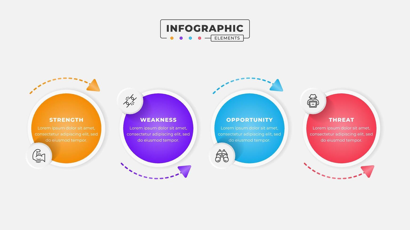 Swot analysis infographic template with icons vector