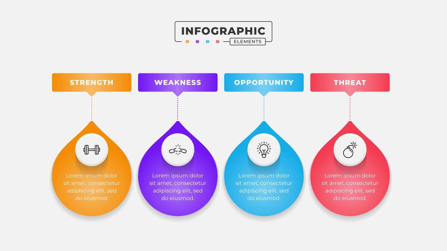 Swot analysis infographic template with icons vector