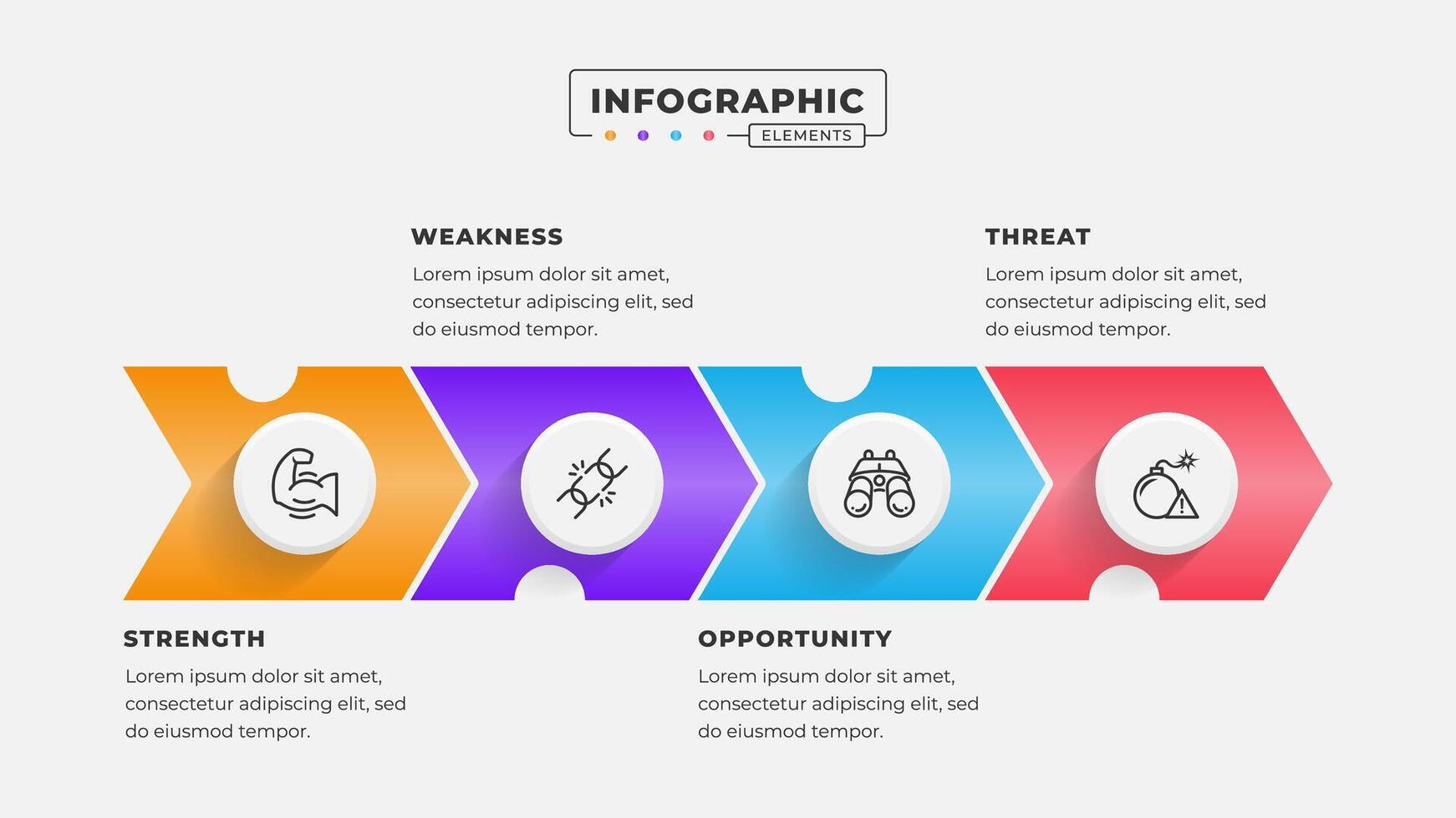 Swot analysis infographic template with icons vector
