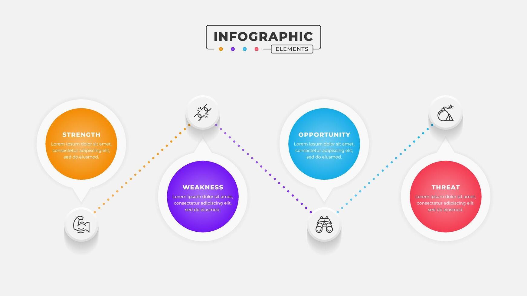 Swot analysis infographic template with icons vector