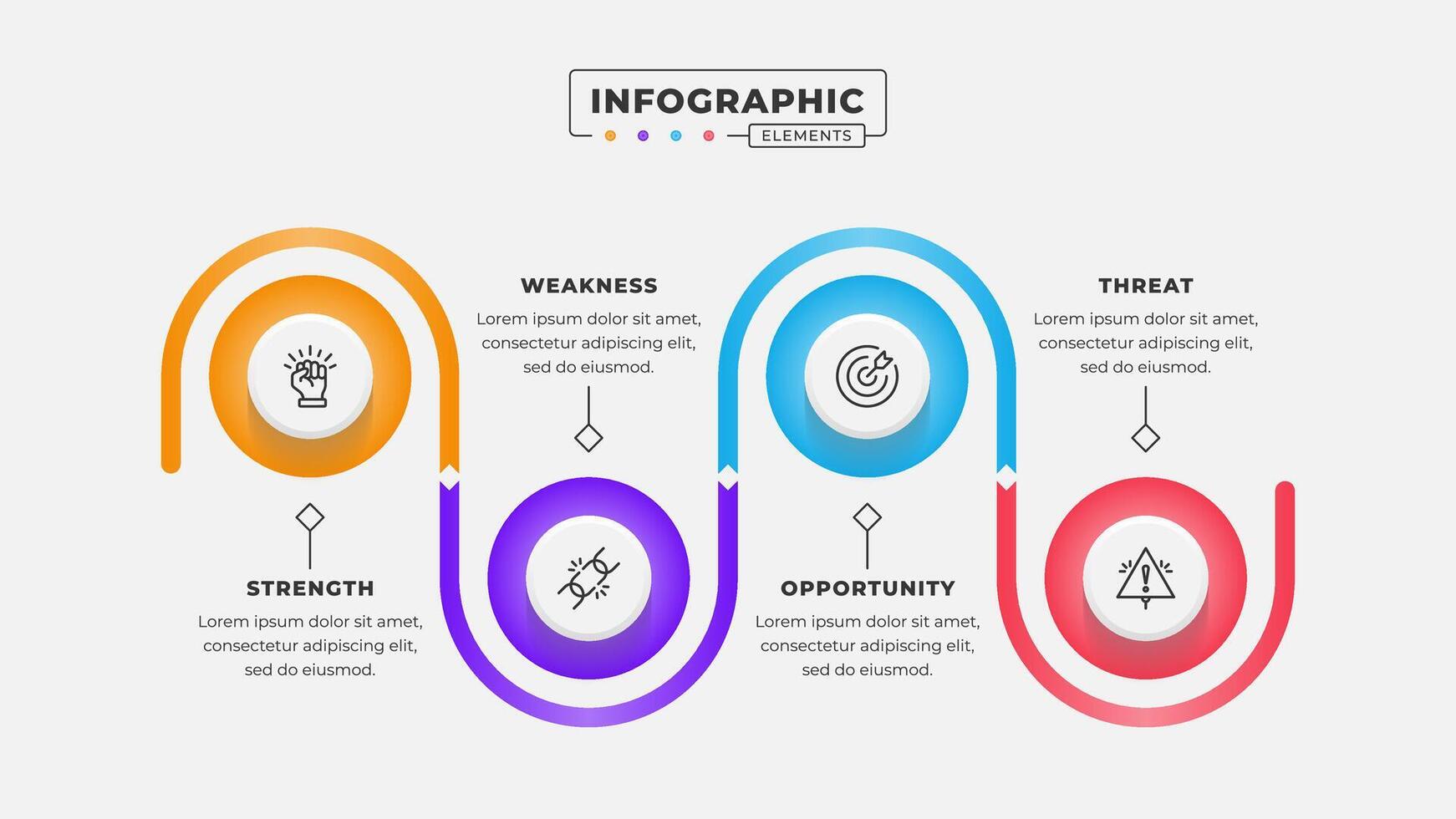 Swot analysis infographic template with icons vector