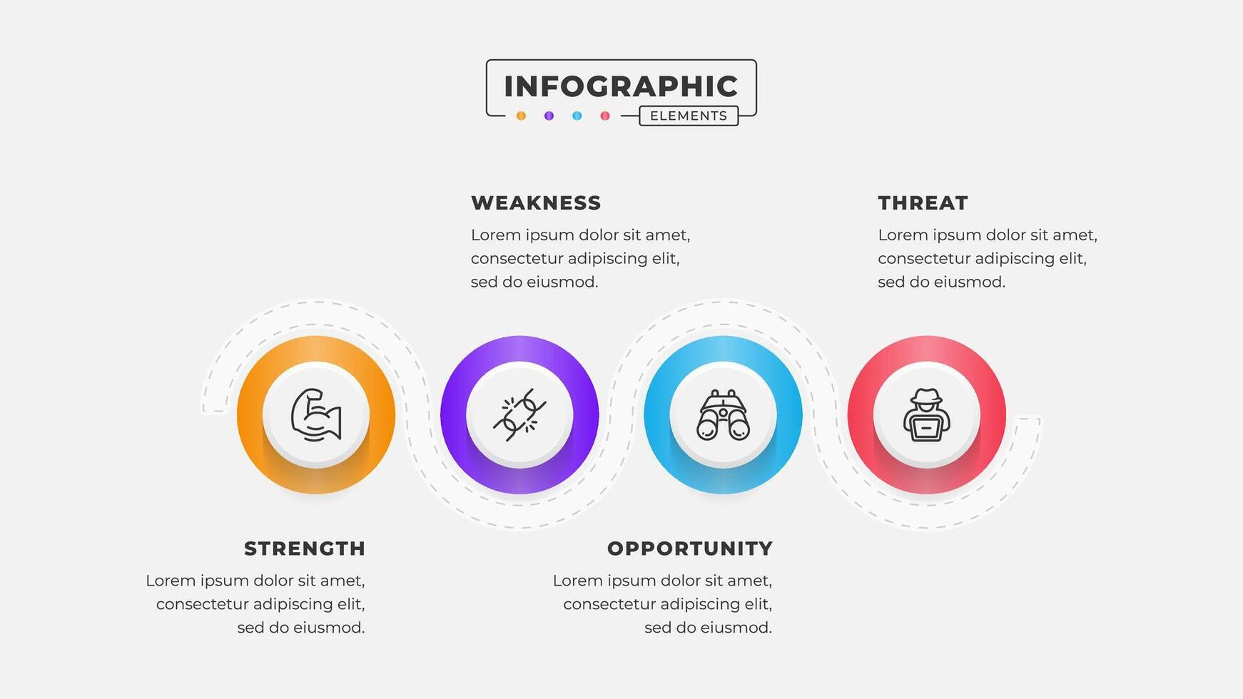 Swot analysis infographic template with icons vector