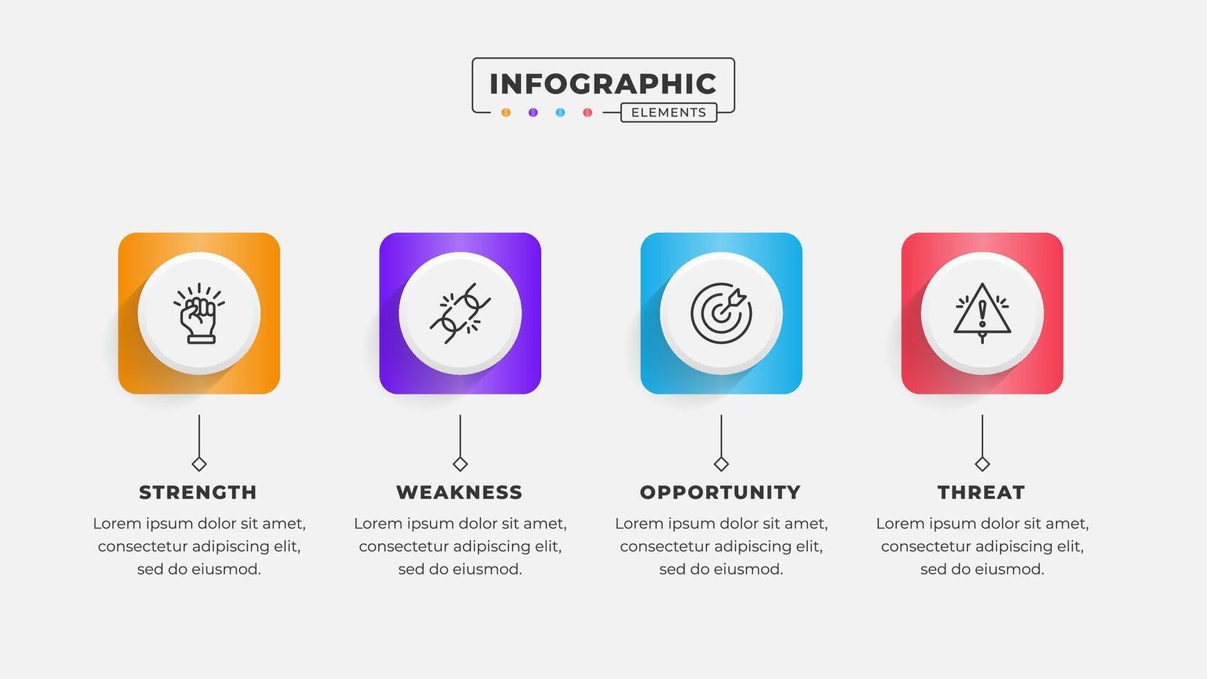 Swot analysis infographic template with icons vector