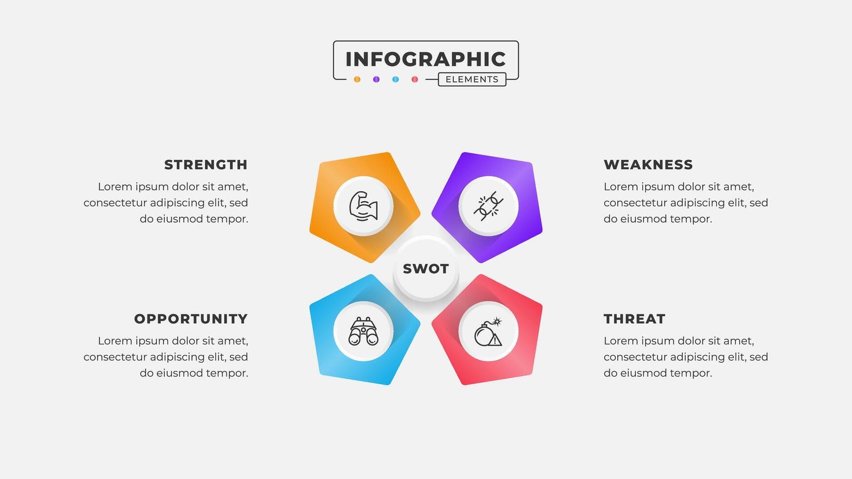 Swot analysis infographic template with icons vector
