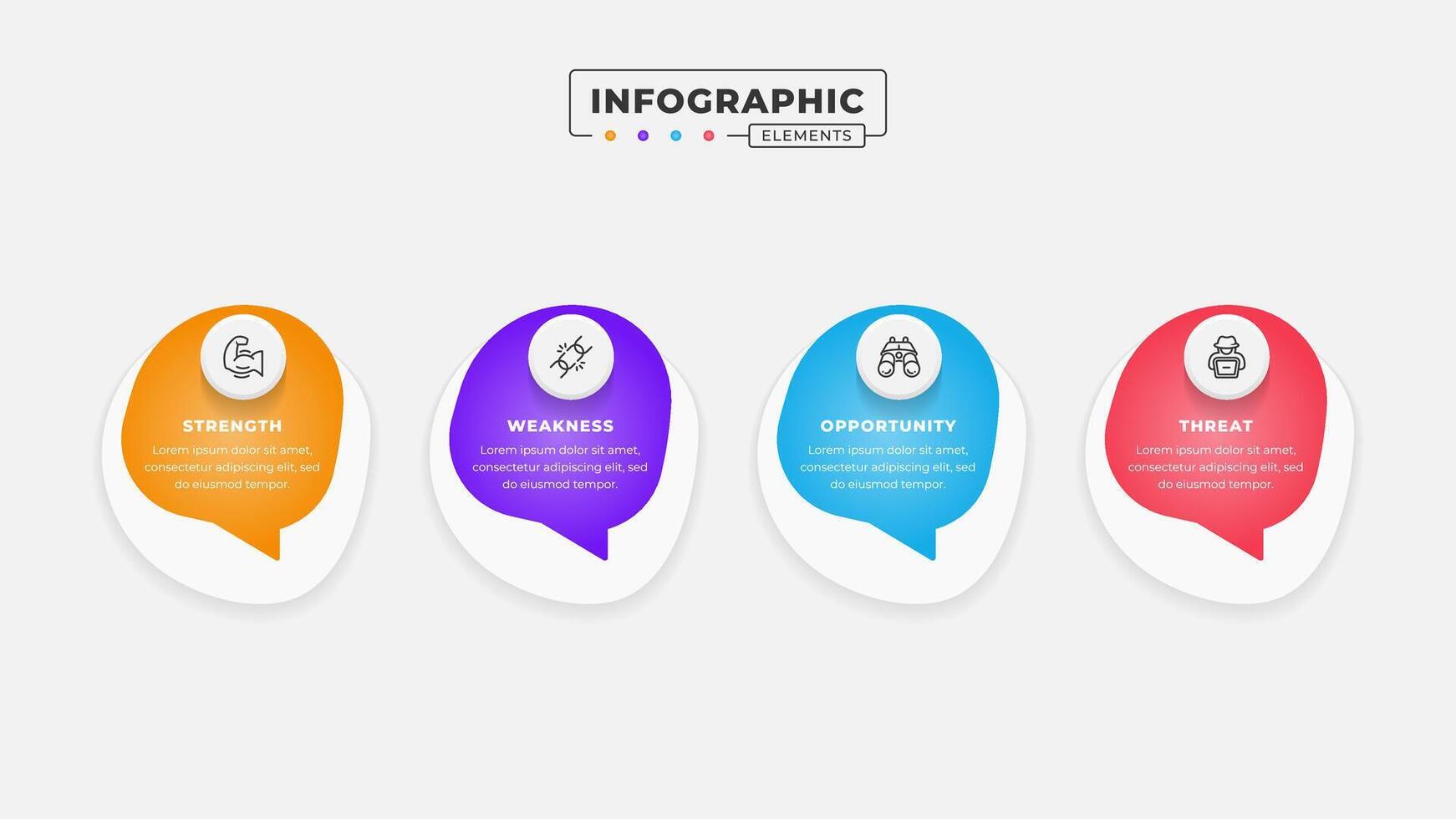 Swot analysis infographic template with icons vector