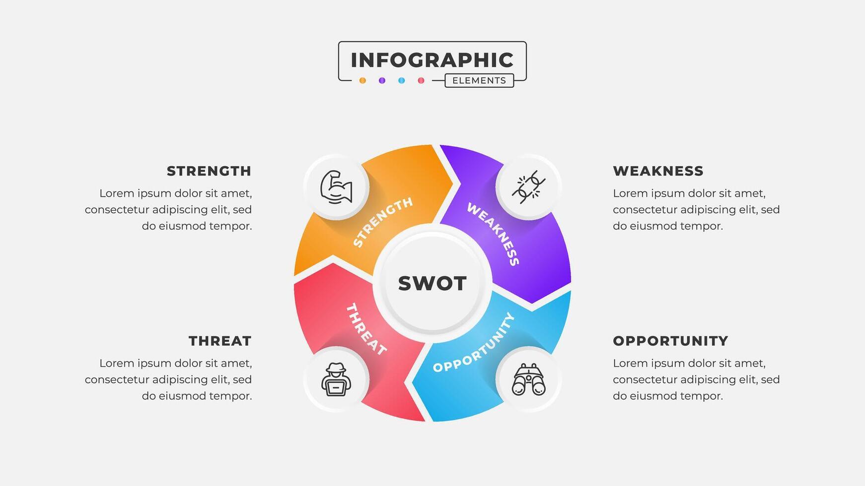 Swot analysis infographic template with icons vector