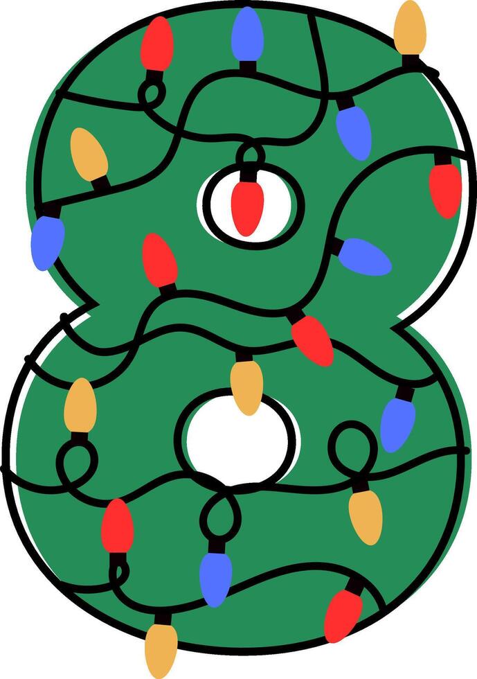 Christmas lights numbers design graphics vector