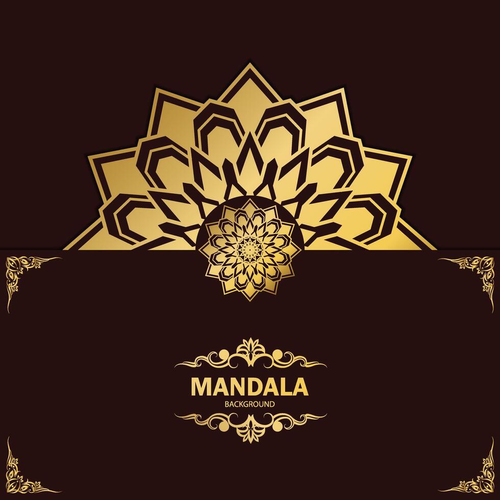 Elegant background with gold mandala pointed ornament frame vector