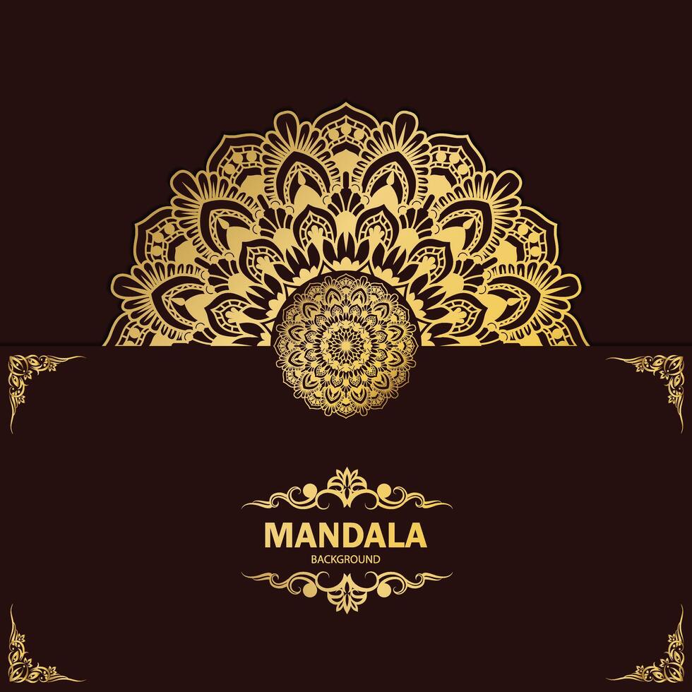 Elegant background with gold mandala flower circular frame vector