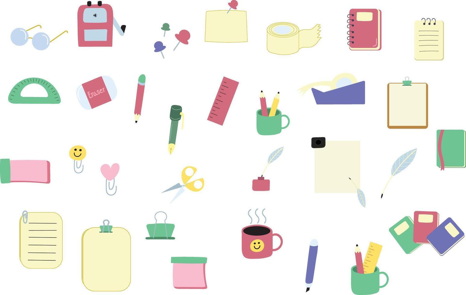 stationery hand drawn doodle study work vector