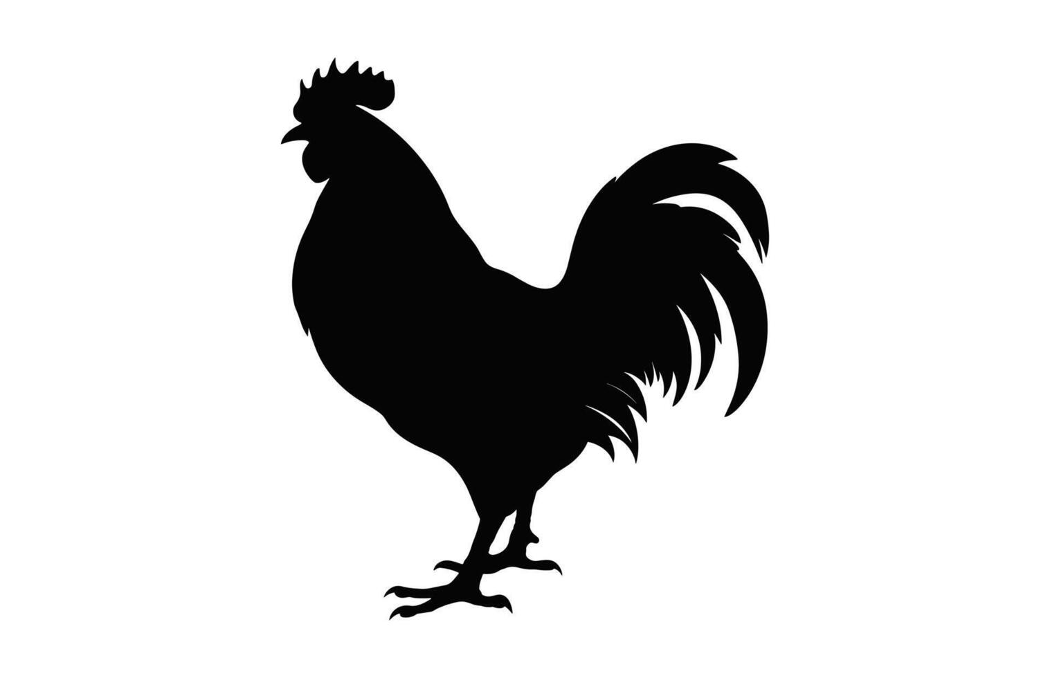 Chicken Standing black Silhouette Clipart isolated on a white background vector