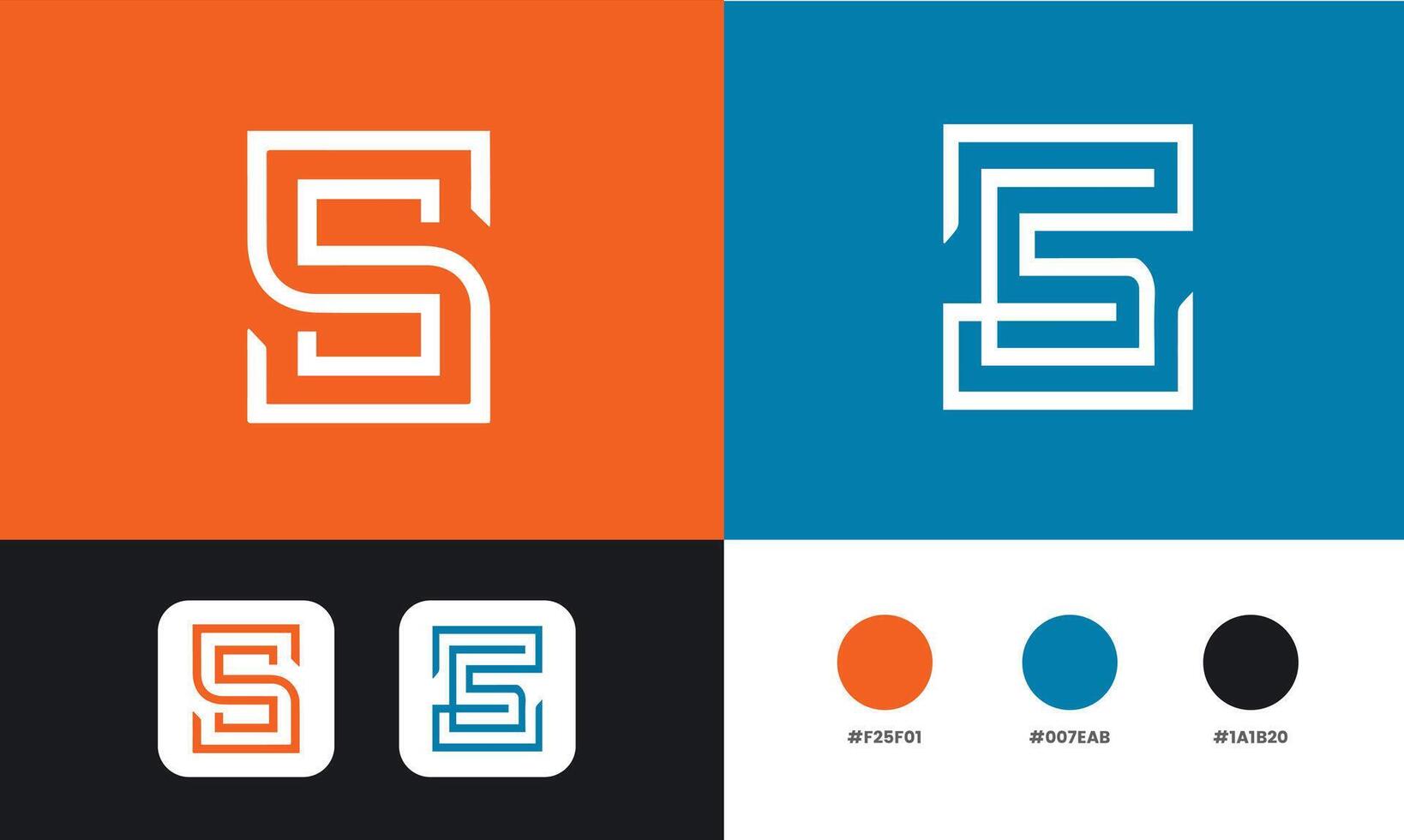 Digital Letter S Icon Logo, Combined With Square Shape Illustration Pro vector