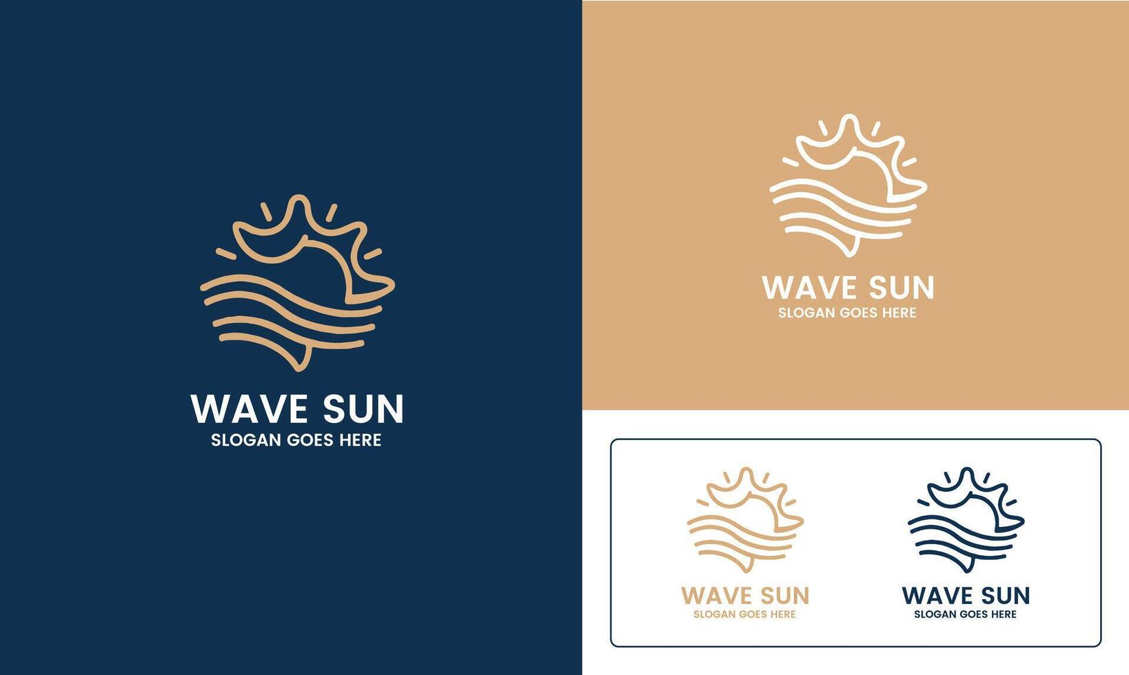 sun and wave logo design template Pro vector