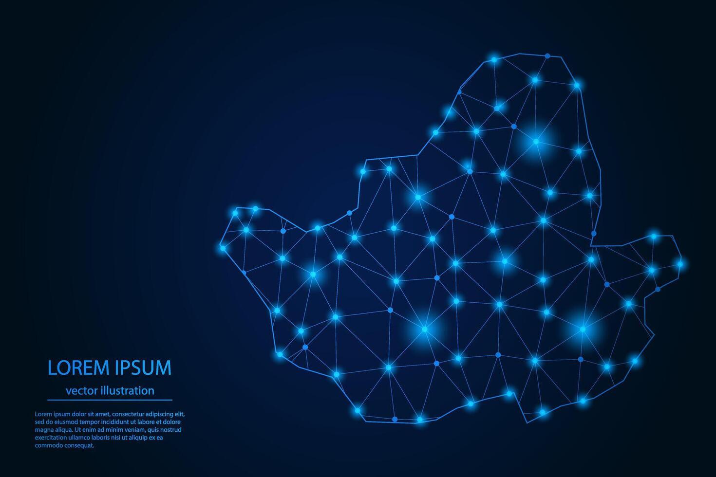 Abstract image Seoul map - With Blue Glow Dots And Lines On Dark Gradient Background, 3D Mesh Polygon Network Connection. vector