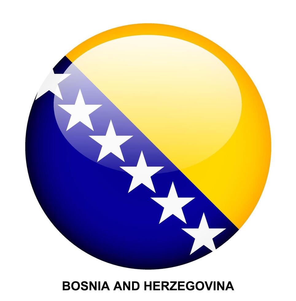 BOSNIA AND HERZEGOVINA flag button on white background vector
