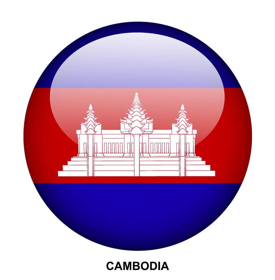 CAMBODIA flag button on white background vector