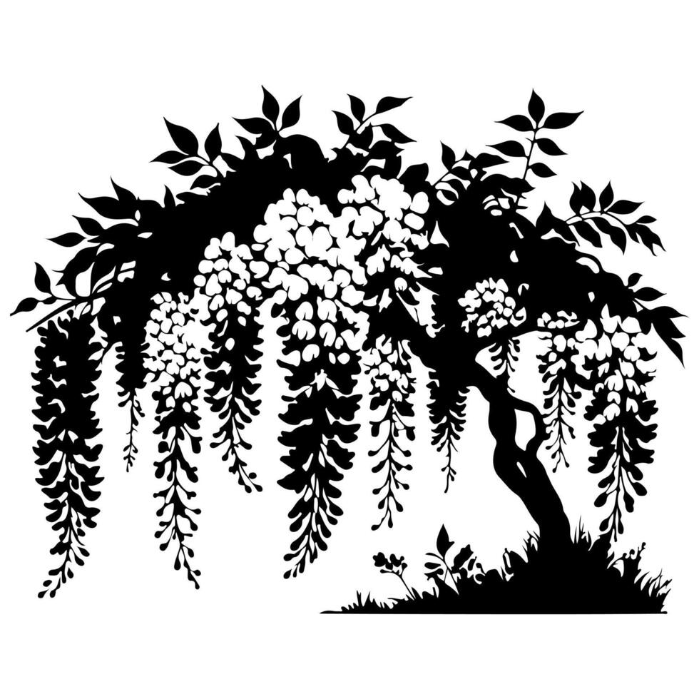 Collection of silhouettes of wild herbs and flower. Flowers silhouette, images. vector