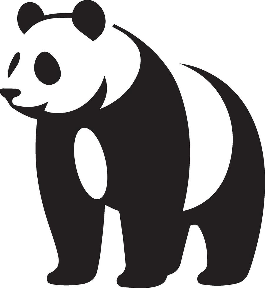 Panda bear silhouette Logo design template. Funny Lazy Logo Panda animal Logotype concept icon. Set big cute panda silhouette logo in flat style isolated. illustration vector