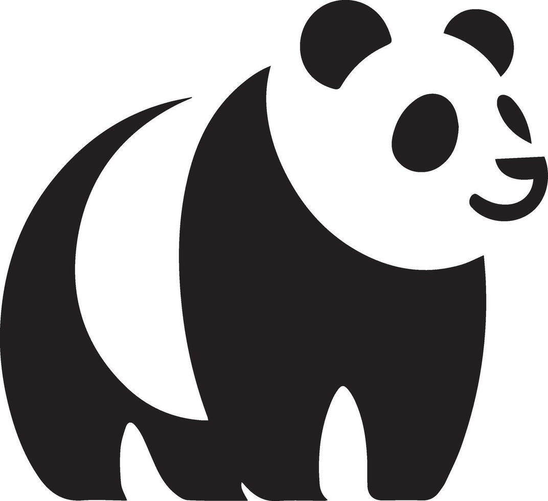 Panda bear silhouette Logo design template. Funny Lazy Logo Panda animal Logotype concept icon. Set big cute panda silhouette logo in flat style isolated. illustration vector