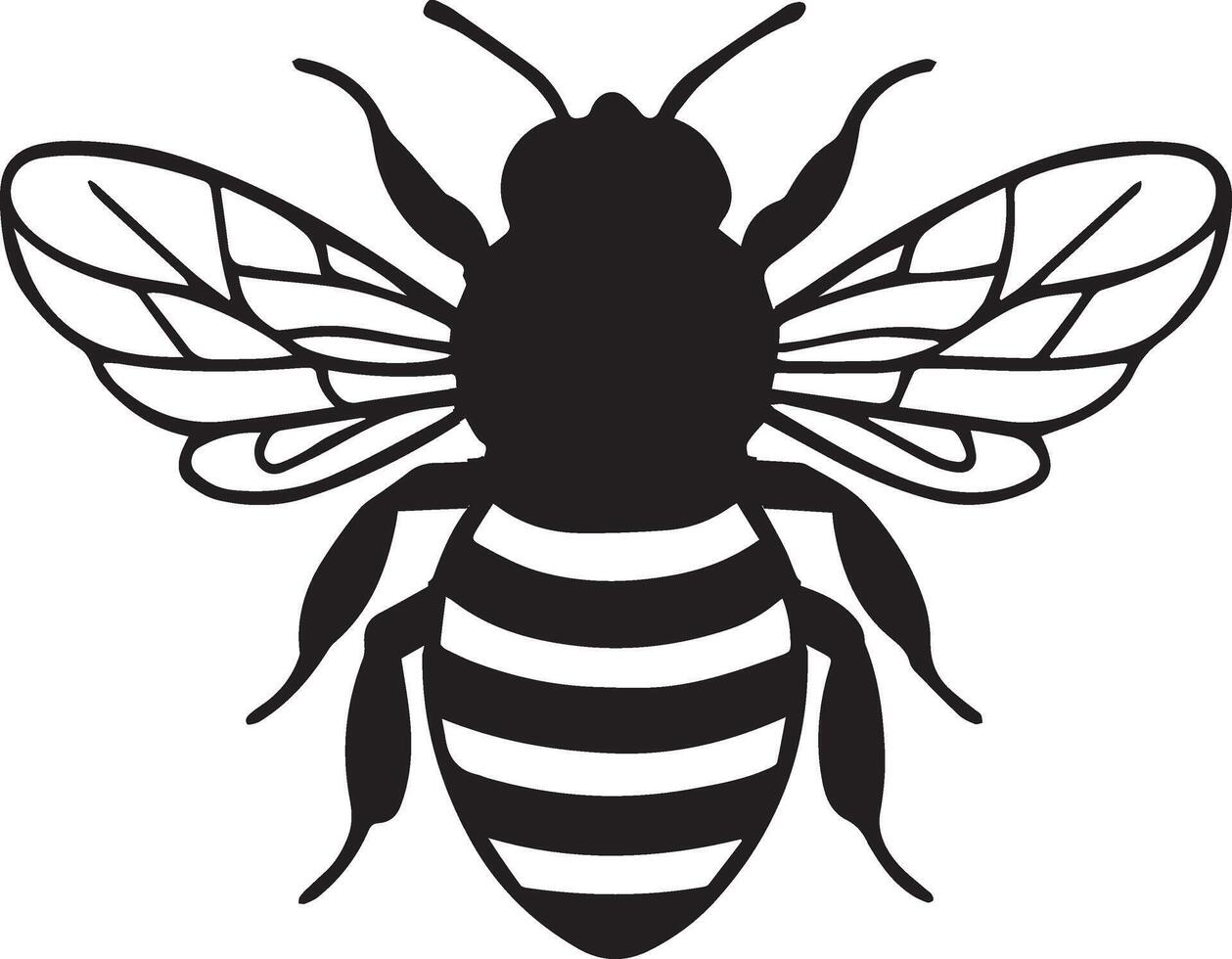 Honey Bee icon, honey bee silhouette on white background.Cute bee set. Color, black and white, silhouette bee collection. illustration for drawing. vector