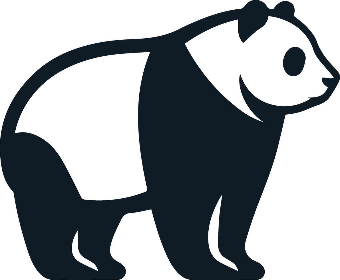 Panda bear silhouette Logo design template. Funny Lazy Logo Panda animal Logotype concept icon. Set big cute panda silhouette logo in flat style isolated. illustration vector
