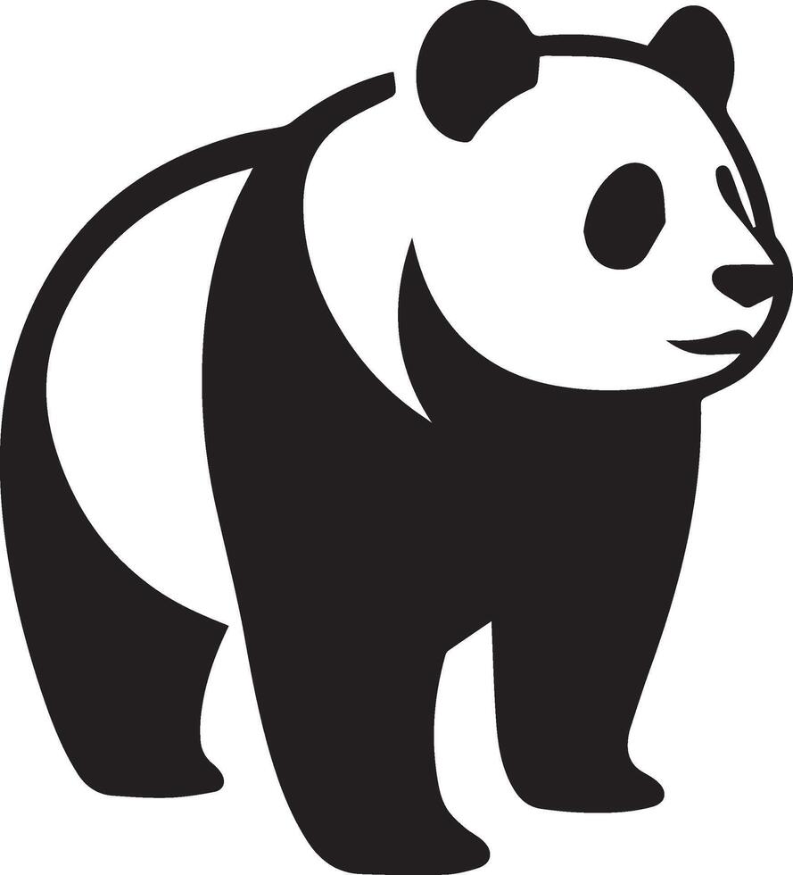 Panda bear silhouette Logo design template. Funny Lazy Logo Panda animal Logotype concept icon. Set big cute panda silhouette logo in flat style isolated. illustration vector