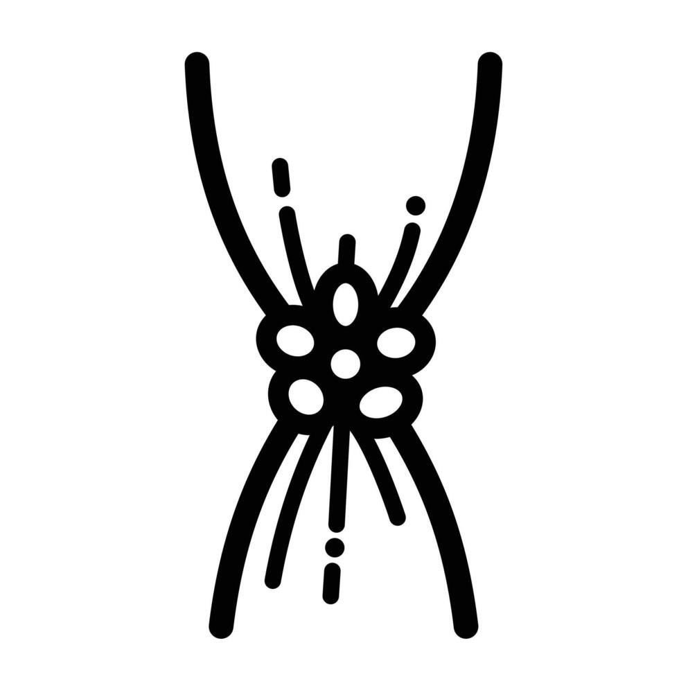Flower shaped curtain holder icon illustration with black outline isolated on square white background. Simple flat cartoon art styled furniture accessories drawing. vector