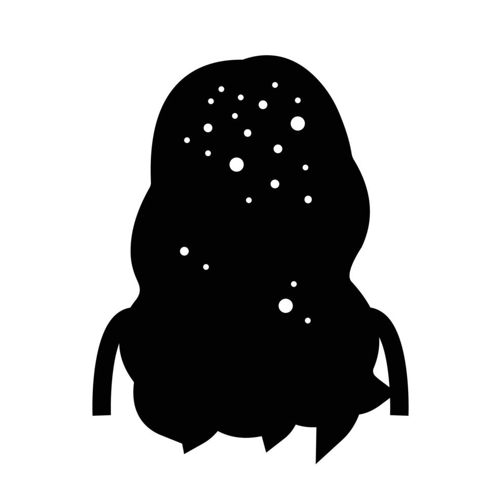 Dandruff small dry skin flakes icon illustration with black outline isolated on square white background. Simple flat cartoon art styled drawing. vector
