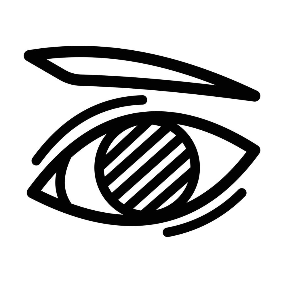 Blind eye vision icon illustration with black outline isolated on square white background. Simple flat health care themed cartoon styled drawing. vector
