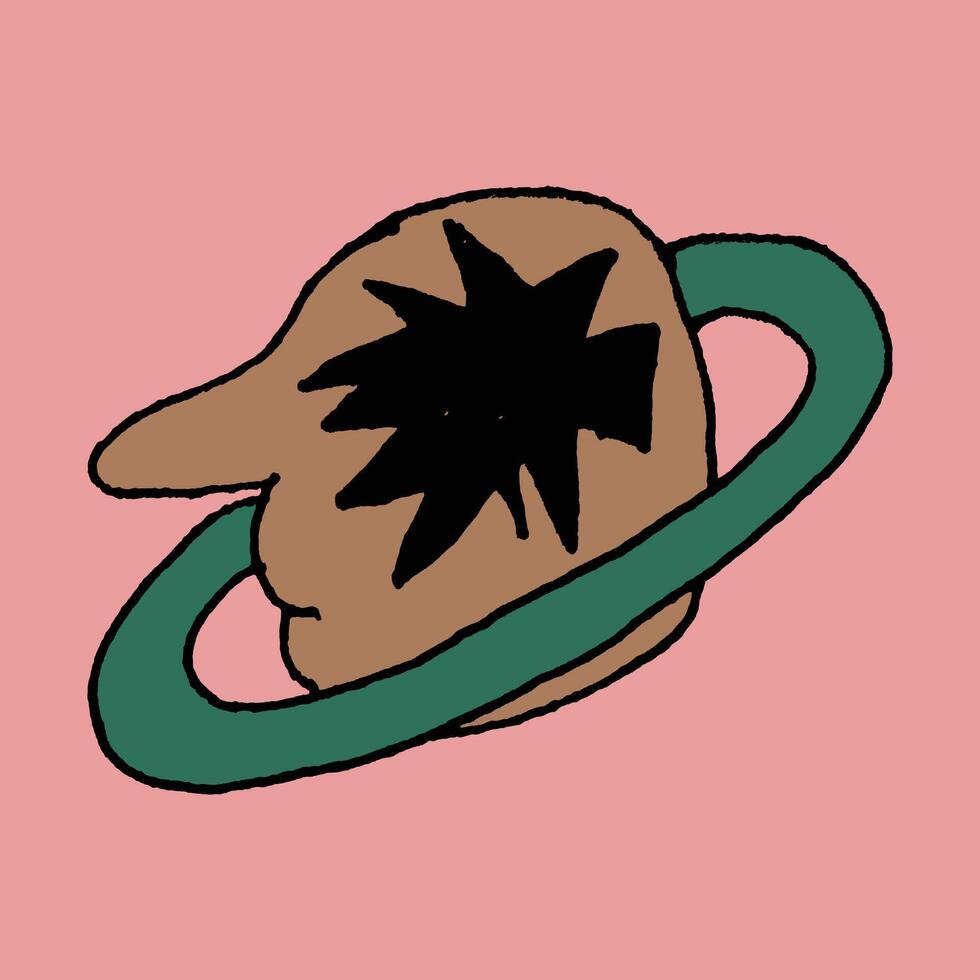 hand drawn cute abstract alien head planet illustration vector