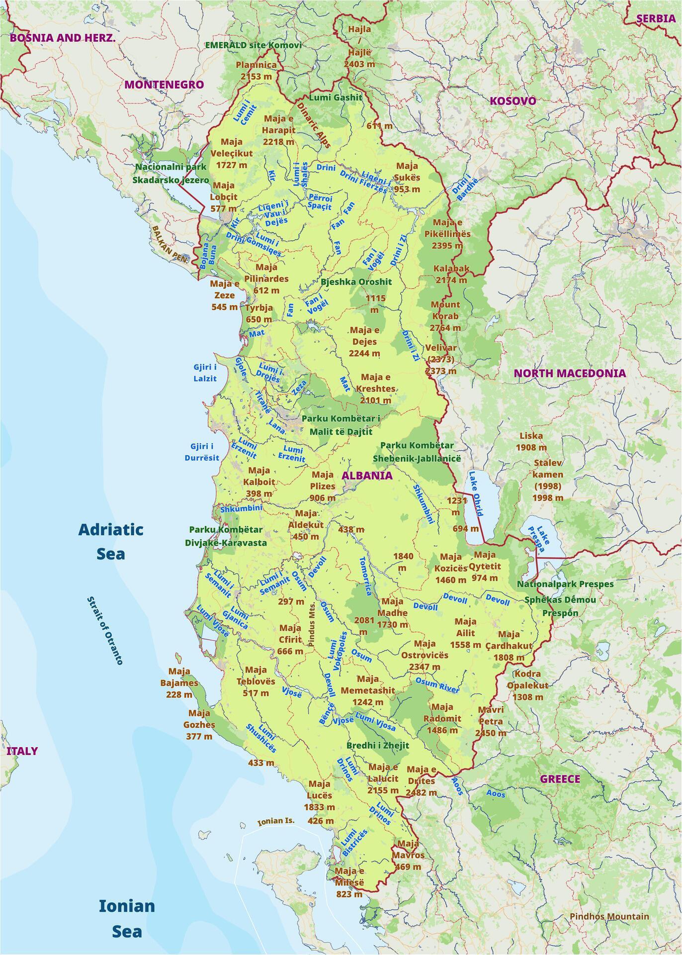 Detailed Physical Map Of Albania 46527664 Vector Art At Vecteezy Detailed Physical Map Of Albania Vector 