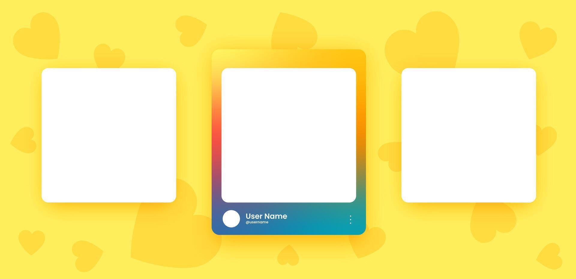 Social media frame collection template. Colorful social media interface. vector